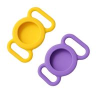 Funda Silicona Air Tag - Pack 2 uds (Lila + Amarillo) - Protector para Collar de Perro y Gato, Antigolpes, Resistente al Agua - Try & GETFUN Store