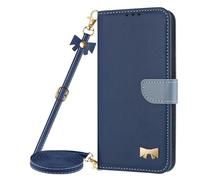 Funda Silicona con Cuerda para Realme C63 4G/Realme C61 4G,Colgante Ajustable Collar Correa de Cuello Cadena Cordón,Funda Movil Carcasa PU Cuero con Ranura para Tarjeta, Azul