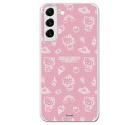 Funda Siliona Flexible Transparente para Samsung Galaxy S22 Plus con Diseño de Hello Kitty patrón sobre Rosa - Carcasa TPU Compatible con Samsung Galaxy S22 Plus