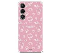 Personalaizer Funda Siliona Flexible Transparente para Samsung Galaxy S23 con Diseño de Hello Kitty patrón sobre Rosa - Carcasa TPU Compatible con Samsung Galaxy S23