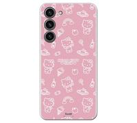 Personalaizer Funda Siliona Flexible Transparente para Samsung Galaxy S24 Plus con Diseño de Hello Kitty patrón sobre Rosa - Carcasa TPU Compatible con Samsung Galaxy S24 Plus