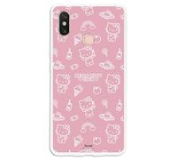 Funda Siliona Flexible Transparente para Xiaomi Mi MAX 3 con Diseño de Hello Kitty patrón sobre Rosa - Carcasa TPU Compatible con Xiaomi Mi MAX 3