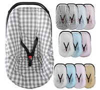 Funda Silla Coche Bebé Universal Grupo 0/0+ Algodón Ideal Verano - Marca Vizaro - Gris Cuadros Vichy