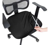 Funda Silla Oficina 1PC Velvet Spandex Office Chair Seat Covers Stretch Solid Color Cover Removable Dust(Black)