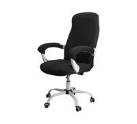 Funda Silla Oficina Office Chair Cover Set Stretch Computer with Armrest Washable and Removable Solid Colors(Black,L)