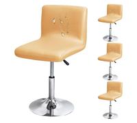 Funda Sillas Comedor,Taburetes de Bar de Piel Impermeable Funda Sillas Comedor, con Respaldo Y Banda Elástica, Aptos para Cocinas, Color Amarillo, Pack de 4 Piezas.