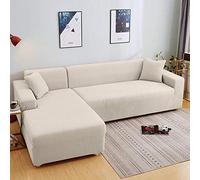 Funda Sofa 1 Plaza De Color Crema Fundas para Sofa con Diseño Elegante ,Cubre Sofa Ajustables,Fundas Sofa Elasticas,Funda de Sofa Chaise Longue,Protector Cubierta para Sofá