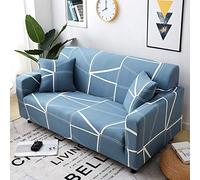 Funda Sofa 1 Plaza Geometría Azul Blanca Cubre Sofas Elasticas Ajustables Spandex Lavables Cubresofa Modernas Couch Cover Universal Sofa Cover Funda Sofá Anti Gatos