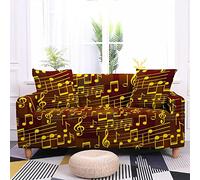 Funda Sofa 1 Plaza Impresión De Música Amarilla Cubre Sofas Ajustables Fundas Sofas Poliéster Ajustables Lavable Fundas de Sofa Anti Gatos Perros Cubresofa Elastica Universal Couch Cover