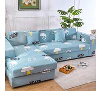 Funda Sofa 1 Plaza Nubes Azules Fundas para Sofa con Diseño Elegante Universal,Cubre Sofa Ajustables,Fundas Sofa Elasticas,Funda de Sofa Chaise Longue,Protector Cubierta para Sofá