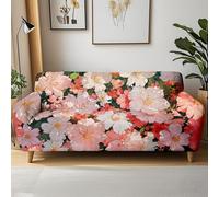 Funda Sofa 3 Plazas Flor Rosa Gris General Funda De Sofá Elástica En Spandex,Anti Gatos Arañazo Y Perros Mascotas,Antideslizante Protector Sofa,Adecuado para Sala De Estar