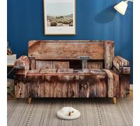 Funda Sofa 3 Plazas Madera Marrón Funda De Sofá Elástica En Spandex,Antideslizante,Protector Sofa Gatos Arañazo Y Perros Mascotas,Funda Sofá Estampadas