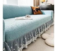 Funda Sofá Cama Elástica Antideslizante Falda de Volantes Protector Lavable | Ajustable cubre mueble jacquard universal para salón caravana y chaise longue(Blue,XXL144-165in(365-420cm))