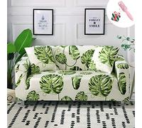 Funda Sofá de 3 plazas Universal Estiramiento, Morbuy Nórdico Cubierta de Sofá Cubre Sofá Funda Furniture Protector Antideslizante Elastic Soft Sofa Couch Cover (1 plazas,Hoja Verde)