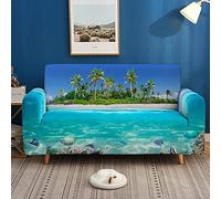 Funda Sofá de Universal Estiramiento, Morbuy 3D Oceano Cubierta de Sofá Cubre Sofá Funda Furniture Protector Antideslizante Elastic Soft Sofa Couch Cover (4 plazas,Playa de la Isla)