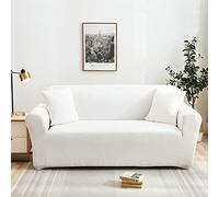 Funda Sofá de Universal Estiramiento, Morbuy Color Sólido Impresión Cubierta de Sofá Cubre Sofá Funda Furniture Protector Antideslizante Elastic Soft Sofa Couch Cover (Blanco,3 plazas)