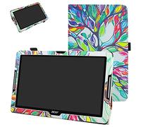 Funda soporte de dos pliegues Mama Mouth de piel sintética para tableta Android Acer Iconia One 10 B3-A30 de 10,1" con soporte, incluye lápiz capacitativo beige Love Tree