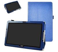 Funda soporte de dos pliegues Mama Mouth de piel sintética para tableta Android Acer Iconia One 10 B3-A30 de 10,1" con soporte, incluye lápiz capacitativo azul azul