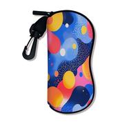 Funda suave colorida para gafas, diseño de patrón abstracto, fundas de seguridad para gafas de sol con cierre de cremallera, almacenamiento portátil para viajes, Azul, 3x7 Inch