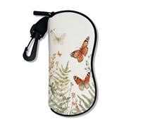 Funda suave de mariposa para gafas, diseño floral vintage de insectos, fundas de seguridad para gafas de sol con cierre de cremallera, almacenamiento portátil T, Blanco, 3x7 Inch