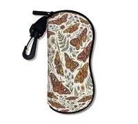 Funda suave de mariposa para gafas, diseño floral vintage de insectos, soporte de seguridad para gafas de sol con clip de cremallera, almacenamiento portátil, Varios colores, 3x7 Inch