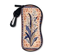 Funda suave floral para gafas, diseño vintage de flores azules, fundas de seguridad para gafas de sol con cierre de cremallera, almacenamiento portátil de viaje, S, Azul, 3x7 Inch