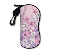 Funda suave floral para gafas, diseño vintage de flores de melocotón, fundas de seguridad para gafas de sol con cierre de cremallera, almacenamiento portátil para viajes, Melocotón, 3x7 Inch