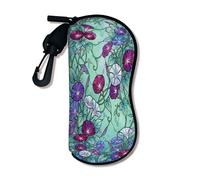 Funda suave floral para gafas, diseño vintage de flores violetas, fundas de seguridad para gafas de sol con cierre de cremallera, almacenamiento portátil de viaje, Violeta, 3x7 Inch