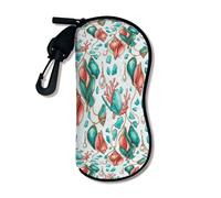 Funda suave floral para gafas, elegante coral y verde azulado, fundas de seguridad para gafas de sol con cierre de cremallera, almacenamiento portátil, Verde azulado, 3x7 Inch