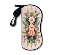 Funda suave floral para gafas, elegante diseño botánico de lirio de agua de melocotón, bolsa de seguridad para gafas de sol con cierre de cremallera, portátil, S, Melocotón, 3x7 Inch
