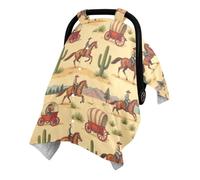 Funda suave para asiento de coche de bebé, agradable a la piel, se | Minky Dot - Toldo para asiento de coche para bebé, hora de siesta, caballos de vaquero occidentales