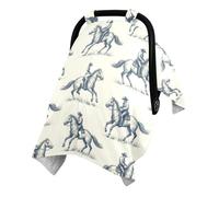 Funda suave para asiento de coche de bebé, agradable a la piel, se | Toldo para asiento de coche de bebé, apto para la piel, para jugar en interiores, caballos corriendo occidentales