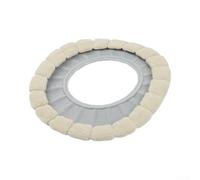 Funda suave para asiento de inodoro, alfombrilla elástica para días fríos, almohadilla de poliéster lavable con correa para colgar para inodoros en forma de U V O (beige con gris A)