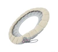 Funda suave para asiento de inodoro, alfombrilla elástica para días fríos, almohadilla de poliéster lavable con correa para colgar para inodoros en forma de U V O (beige con gris B)