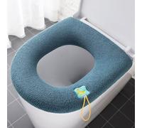 Funda suave para asiento de inodoro con cierre de gancho, material de elastano lavable para calidez y beneficios sanitarios en meses fríos (verde)
