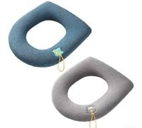 Funda suave para asiento de inodoro, paquete de 2 alfombrillas de felpa lavables con gancho, cojín cálido para tapa de inodoro de baño para el hogar