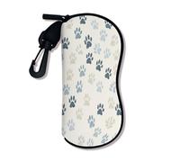 Funda suave para gafas de sol con diseño de huella de perro, diseño de huellas de perro, bolsas de seguridad con cierre de cremallera, portátil Neo de viaje, Azul, 3x7 Inch