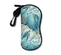 Funda suave para gafas de sol con diseño de tortuga azul océano, fundas de seguridad para gafas de sol con cierre de cremallera, almacenamiento portátil de viaje, Azul, 3x7 Inch