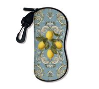 Funda suave para gafas de sol con diseño floral vintage, fundas de seguridad con cierre de cremallera, almacenamiento portátil para gafas de viaje, Azul, 3x7 Inch