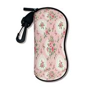 Funda suave para gafas de sol con diseño floral vintage, patrón de mariposa de melocotón, funda de seguridad con gancho de cremallera, almacenamiento portátil, Melocotón, 3x7 Inch