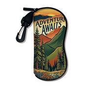 Funda suave para gafas de sol de aventura, vintage, paisaje, naturaleza, seguridad, con cierre de cremallera, almacenamiento portátil de viaje, Varios colores, 3x7 Inch