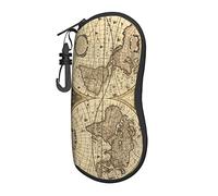 Funda suave para gafas de sol de gato de color con mosquetón, funda de neopreno ultraligera con cremallera para mujer, Mapa del mundo antiguo, Talla única