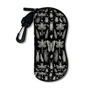 Funda suave para gafas de sol de insectos, diseño vintage negro de insectos, fundas de seguridad con cremallera, almacenamiento portátil de neopreno gótico para viajes, bolsa de gafas de neopreno de 3