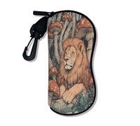 Funda suave para gafas de sol de león, adorable diseño de animales y hongos, fundas de seguridad para gafas de sol con cierre de cremallera, portátil de viaje Neop, Varios colores, 3x7 Inch