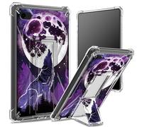 Funda suave para iPad de 9.7 pulgadas, iPad 6ª 5ª generación 2018 2017, iPad Air 2/iPad Air, parte trasera transparente con lunas de lobo, protección de esquinas, funda a prueba de golpes con soporte