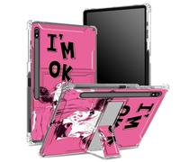 Funda suave para Samsung Galaxy Tab S8 Plus 2022/S7 FE 2021/S7 Plus 2020 de 12.4 pulgadas con soporte para bolígrafo S, parte trasera transparente con vaca rosa I'm OK, cubierta de protección de