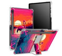Funda suave para Samsung Galaxy Tab S8 Plus 2022/S7 FE 2021/S7 Plus 2020 de 12.4 pulgadas con soporte para bolígrafo S, parte trasera transparente con cielo de atardecer de flamenco rosa, cubierta de