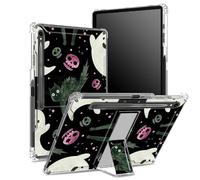Funda suave para Samsung Galaxy Tab S9 de 11 pulgadas 2023 (SM-X710/716B/718U) con soporte para bolígrafo S, parte trasera transparente con bonito gato asustado de calavera, cubierta de protección de