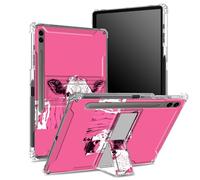 Funda suave para Samsung Galaxy Tab S9 FE Plus de 12.4 pulgadas 2023 SM-X610/ X616B/X618U con soporte para bolígrafo S, parte trasera transparente con vaca rosa, cubierta de protección de esquina con