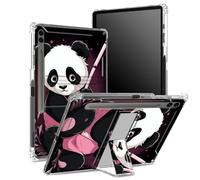Funda suave para Samsung Galaxy Tab S9 FE Plus de 12.4 pulgadas 2023 SM-X610/ X616B/X618U con soporte para bolígrafo S, parte trasera transparente con panda, cubierta de protección de esquina con